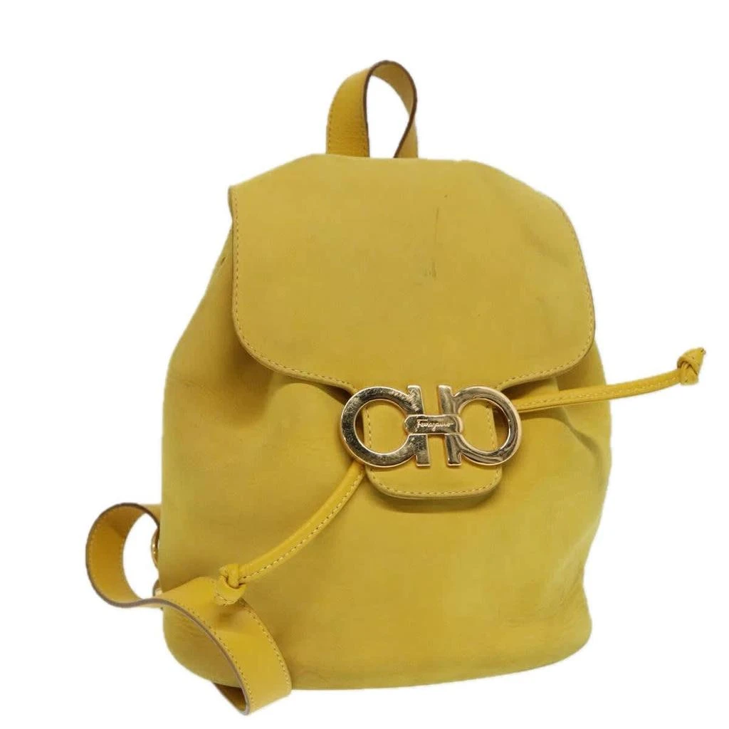 Salvatore Ferragamo Gancini Flap Drawstring Backpack Suede Suede Backpack Bag (Pre-Owned)