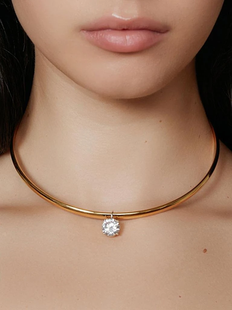 Shashi Roux 14K-Gold-Plated 
Cubic Zirconia Cuff Necklace 2