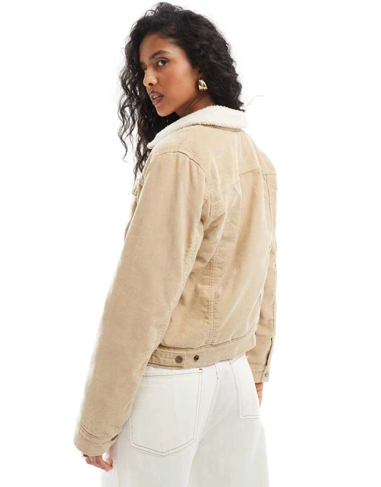 Levi's Levi's original sherpa lined cord trucker jacket in beige 4