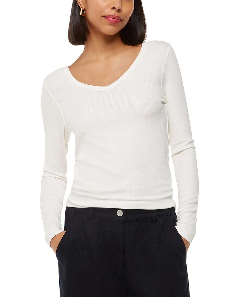 Whistles Essentials Ribbed V Neck Top 1
