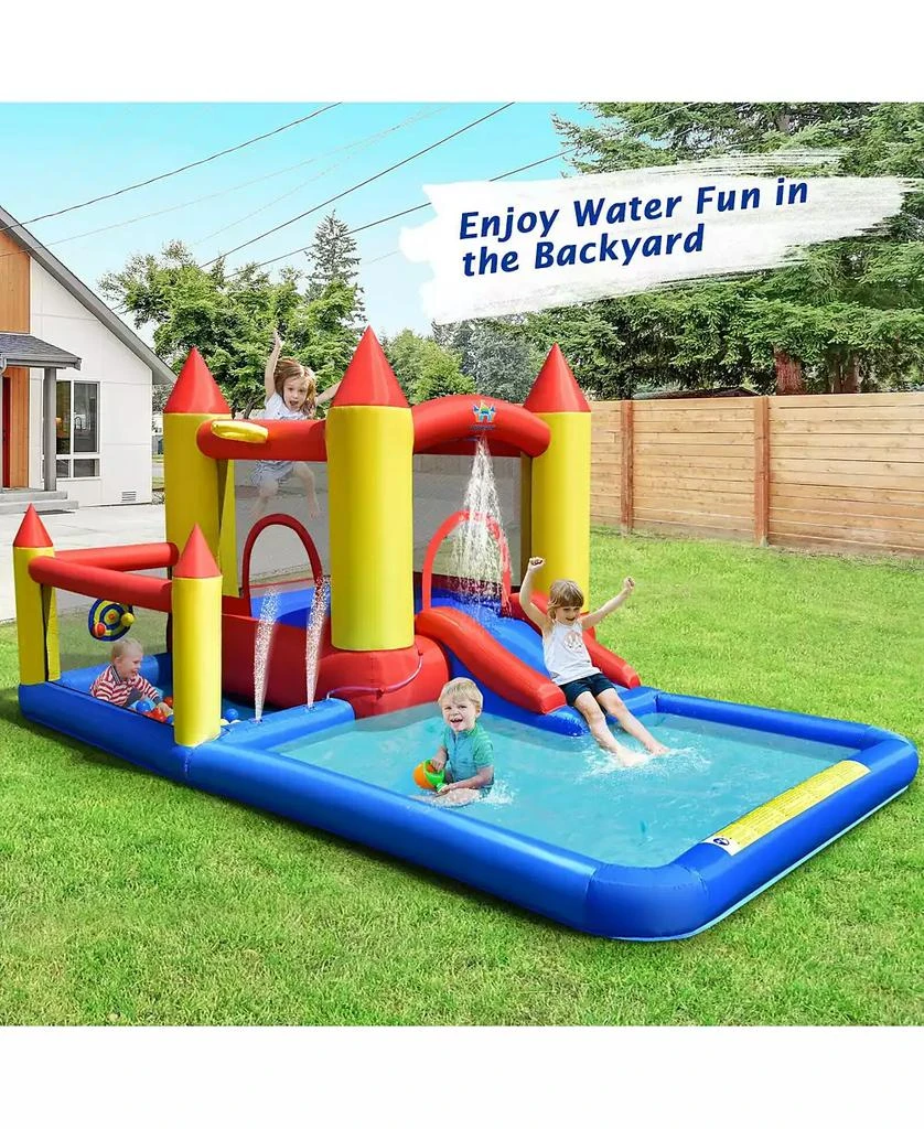 Slickblue Inflatable Water Slide Castle Kids Bounce House with 480W Blower 4