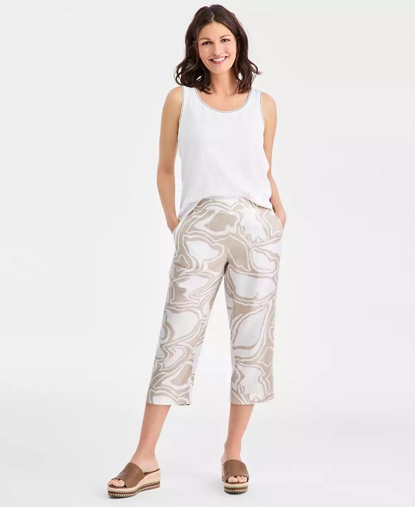 Charter Club Women
s 100% Linen Print Crop Pants, Macy
s Exclusive