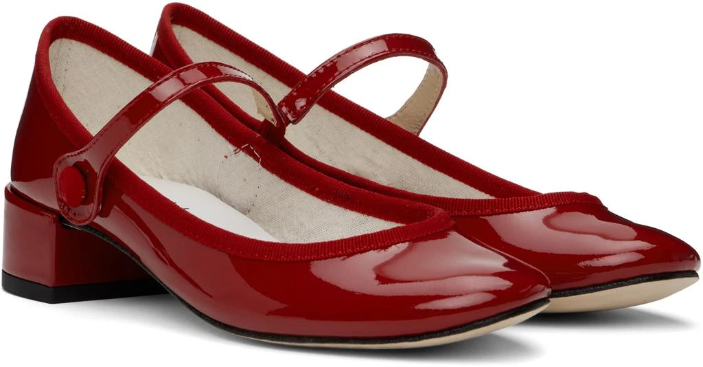 Repetto Red Rose Mary Jane Heels 4
