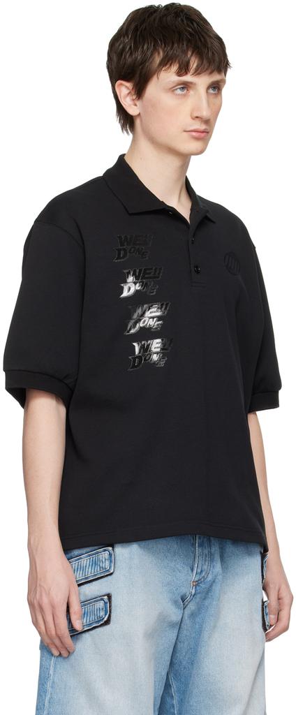 We11done Black Cotton Polo