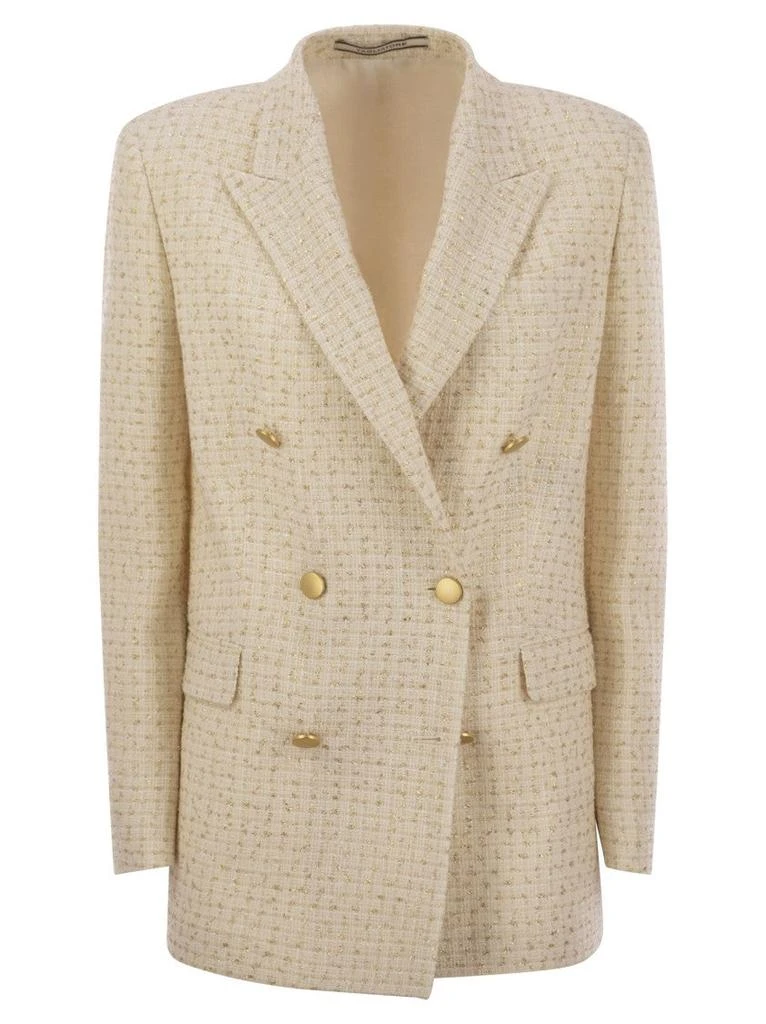 TAGLIATORE Tailored Double-Breasted Blazer With Peaked Lapels