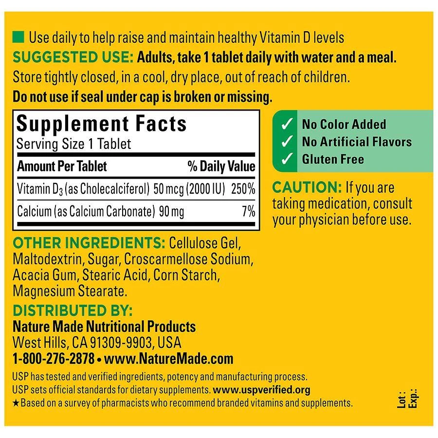 Nature Made Vitamin D3 2000 IU (50 mcg) Tablets 4