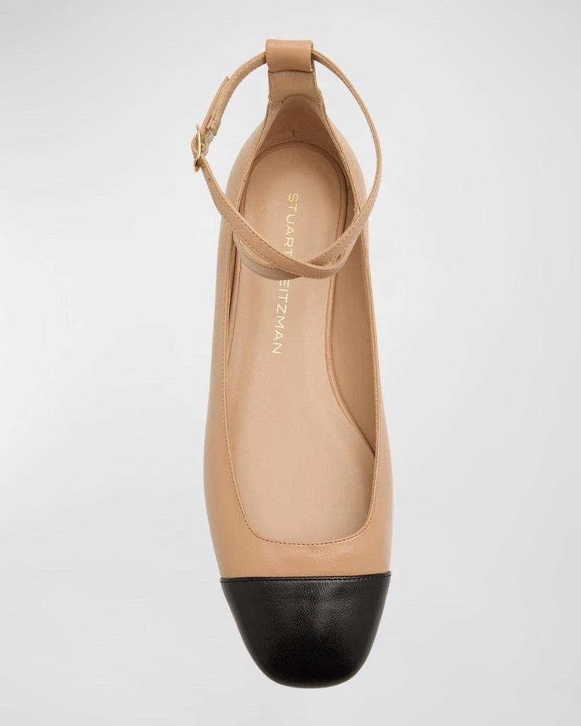 Stuart Weitzman Eden Bicolor Leather Ankle-Strap Flats 6