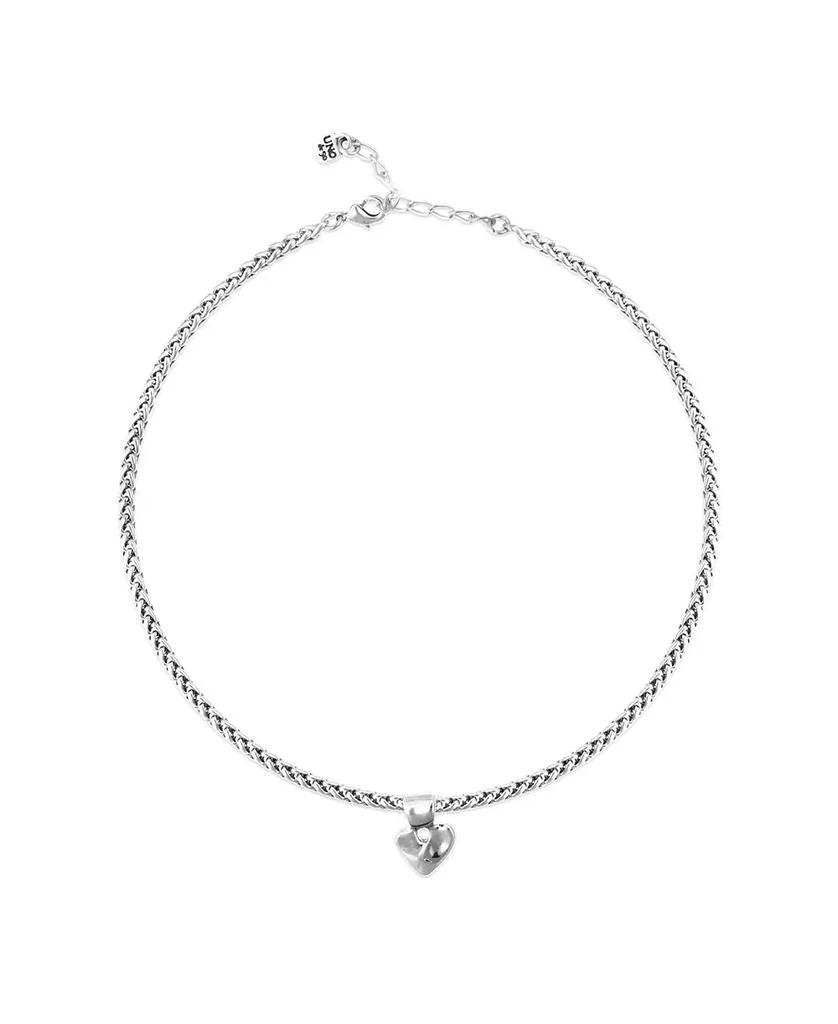 UNOde50 Sterling Silver Plated Ball Necklace with Heart Detail