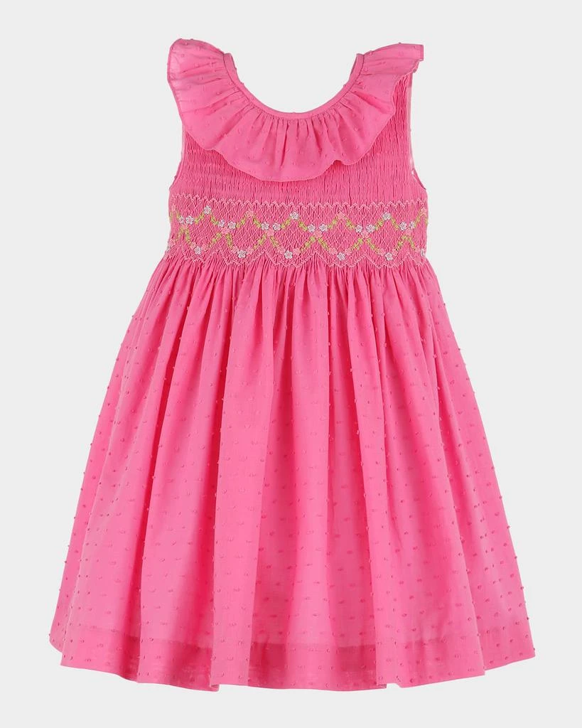 Luli & Me Girl's Swiss Dot Smocked Dress, Size 4T-5 1