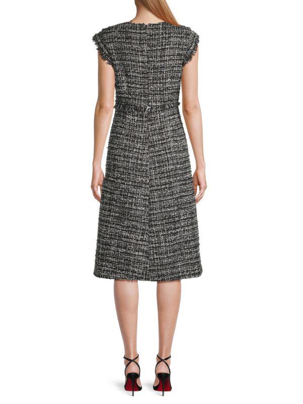 Donna Karan City Mist Tweed Midi Dress