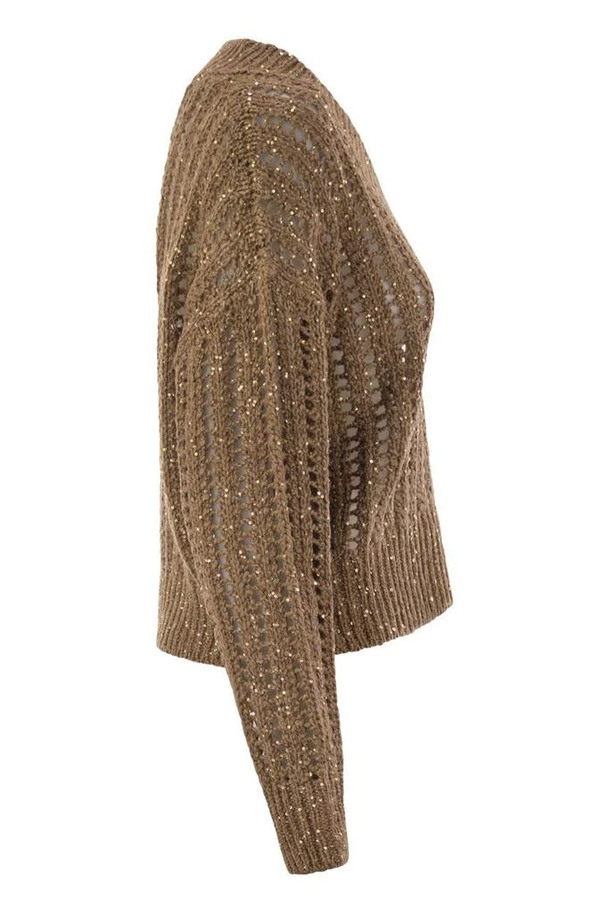 Brunello Cucinelli SILK AND LINEN V-NECK SWEATER 3