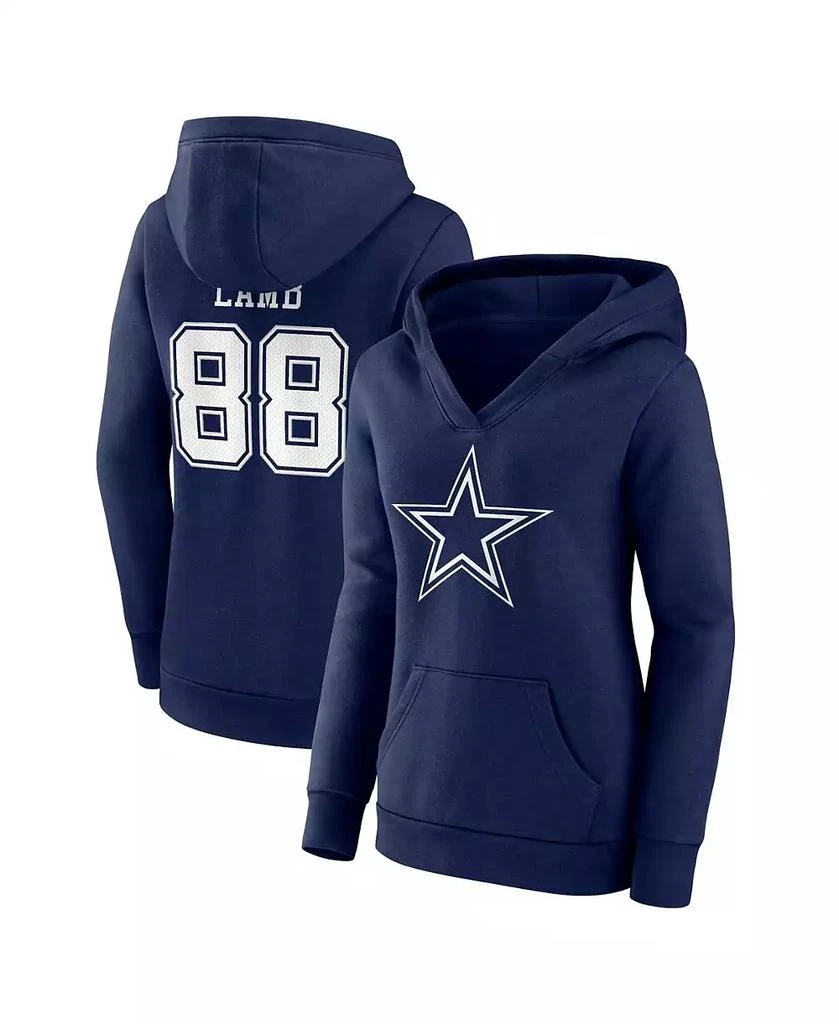Fanatics Women's CeeDee Lamb Navy Dallas Cowboys Player Icon Name and Number V-Neck Pullover Hoodie 1