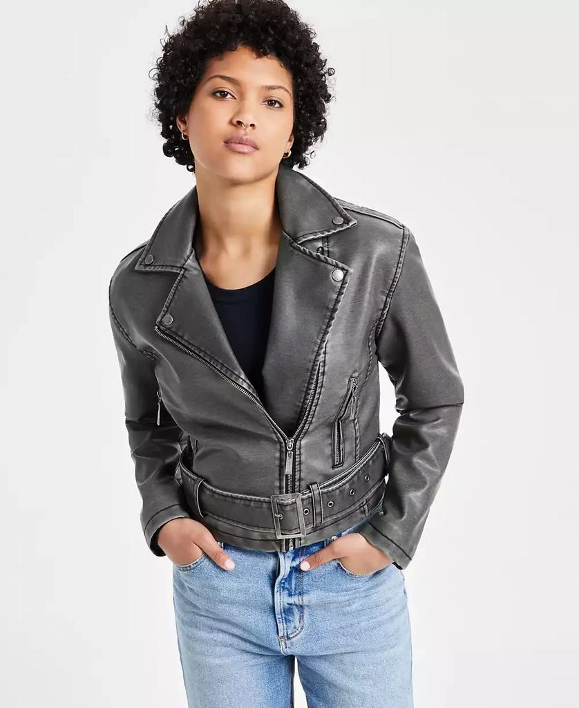 Jou Jou Juniors' Distressed Asymmetric Moto Jacket, Created for Macy's 1