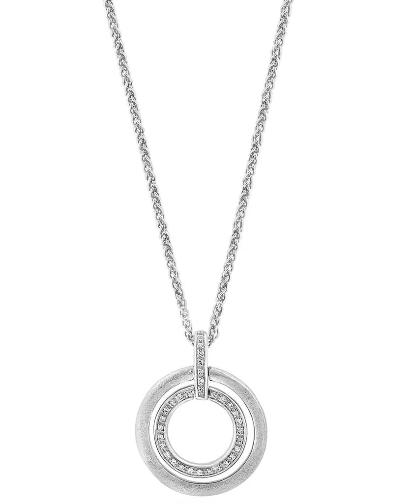 Effy EFFY® Diamond Double Circle 18" Pendant Necklace (1/10 ct. t.w.) in Sterling Silver 1