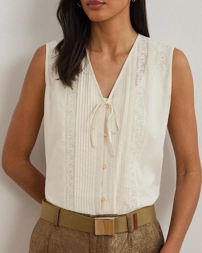 Ralph Lauren Embroidered Voile Sleeveless Blouse 4