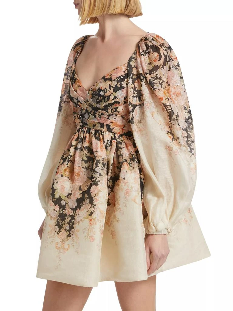 Zimmermann Floral Linen &amp; Silk Long-Sleeve Minidress 4