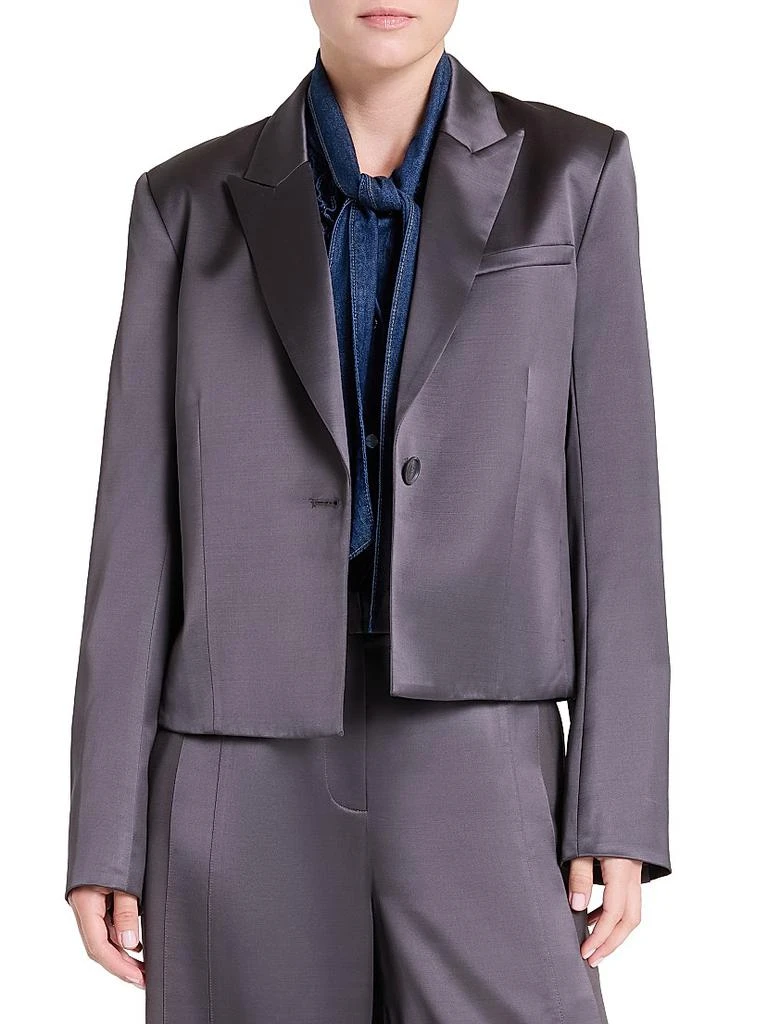 TWP Sawyer Satin Wool-Blend Boxy Blazer 3