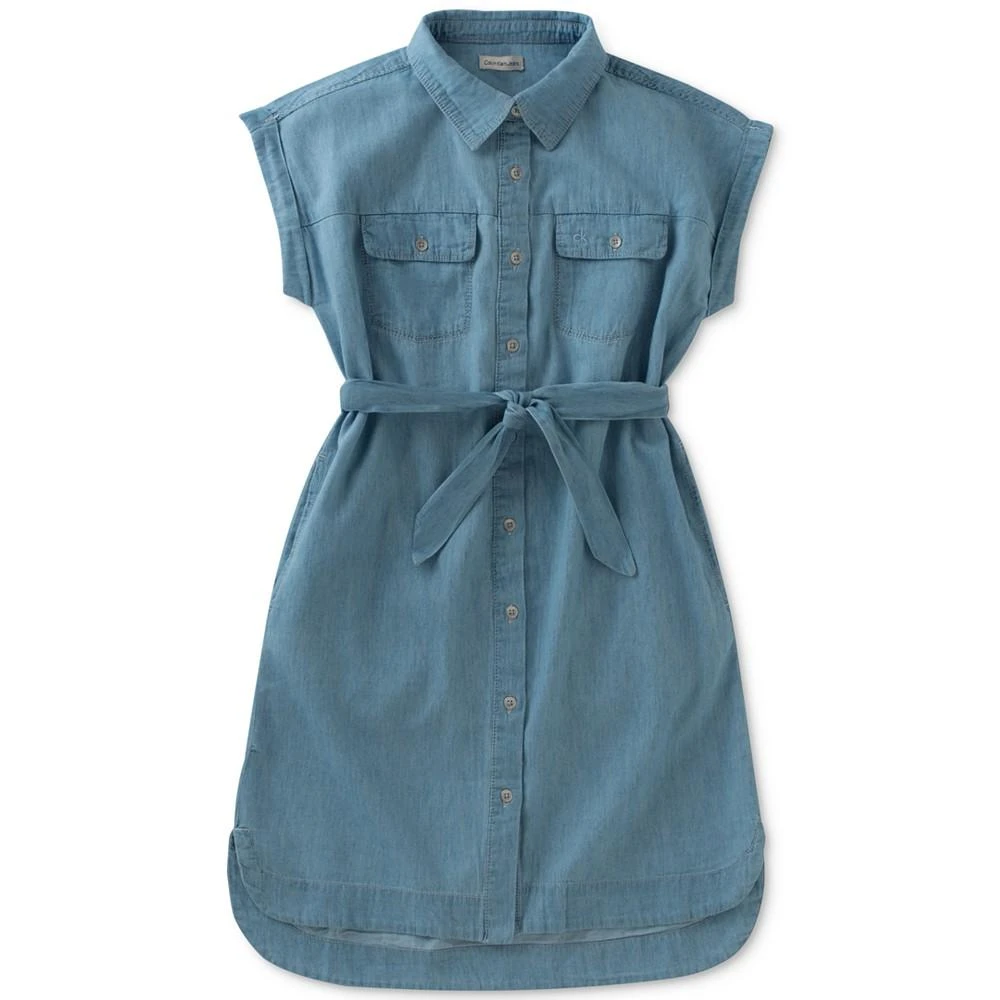 Calvin Klein Big Girls Chambray Shirtdress 2