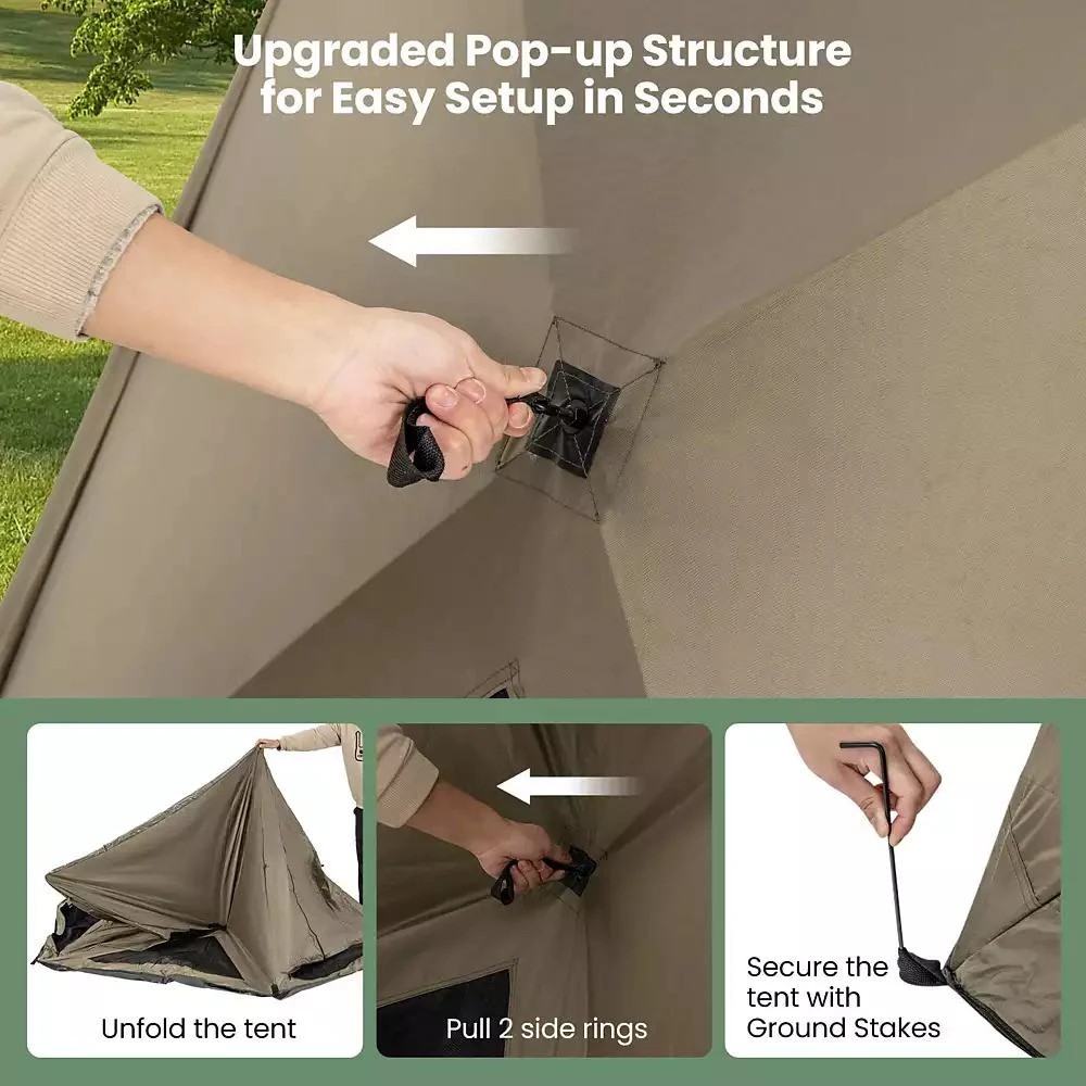 Costway Pop-up Camping Tent for 4/5/6 People with Rainfly Skylight 3 Doors 3 Windows 3