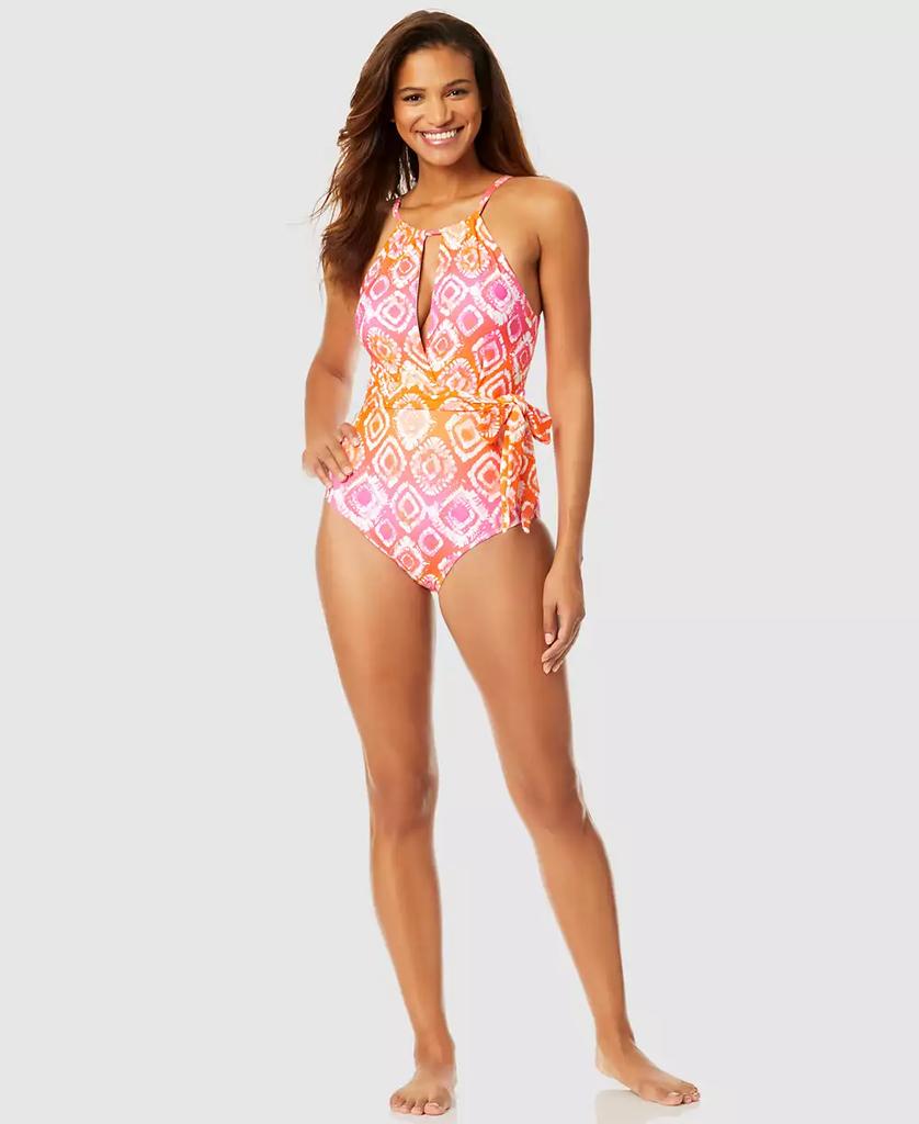 Anne Cole Women's Tie Dye Foulard High-Neck Plunge One-Piece Swimsuit