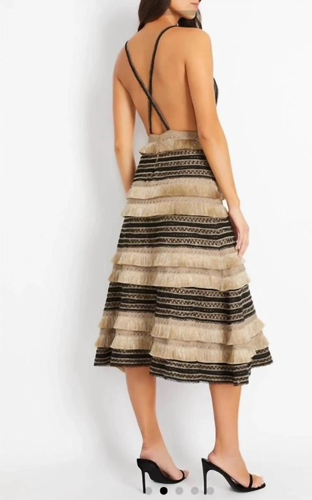 PatBO Fringe Midi Dress In Gold 2