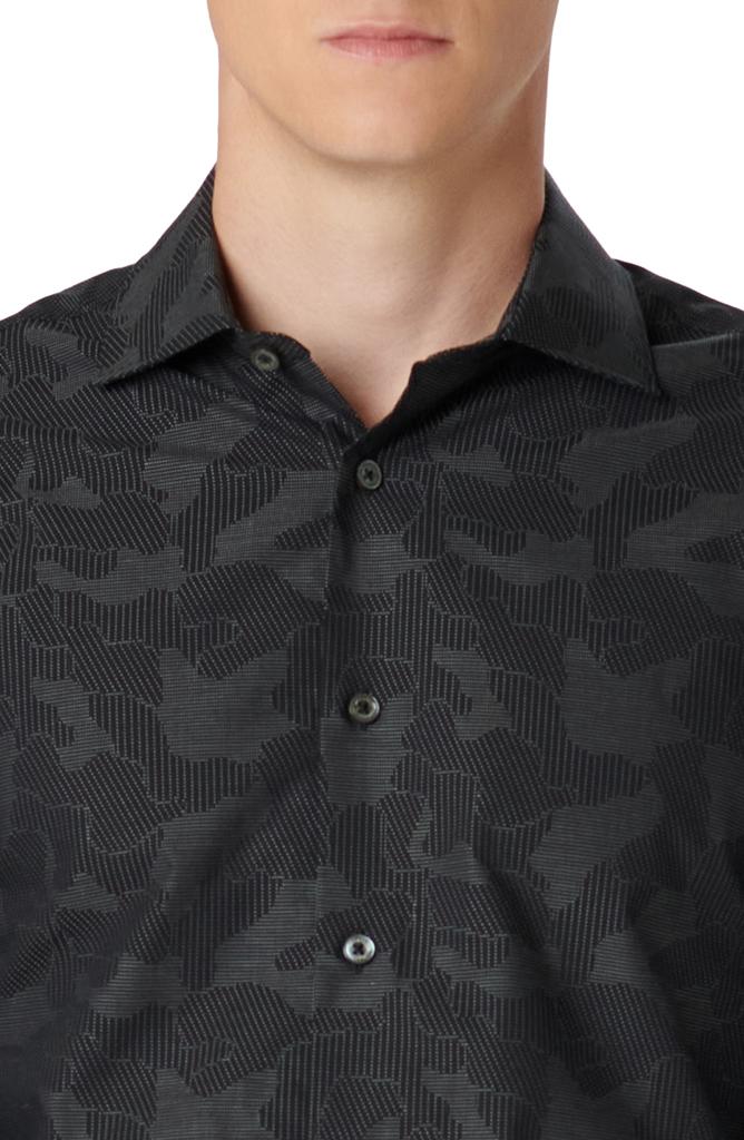 BUGATCHI Axel Shaped Fit Abstract Print Stretch Cotton Button-Up Shirt