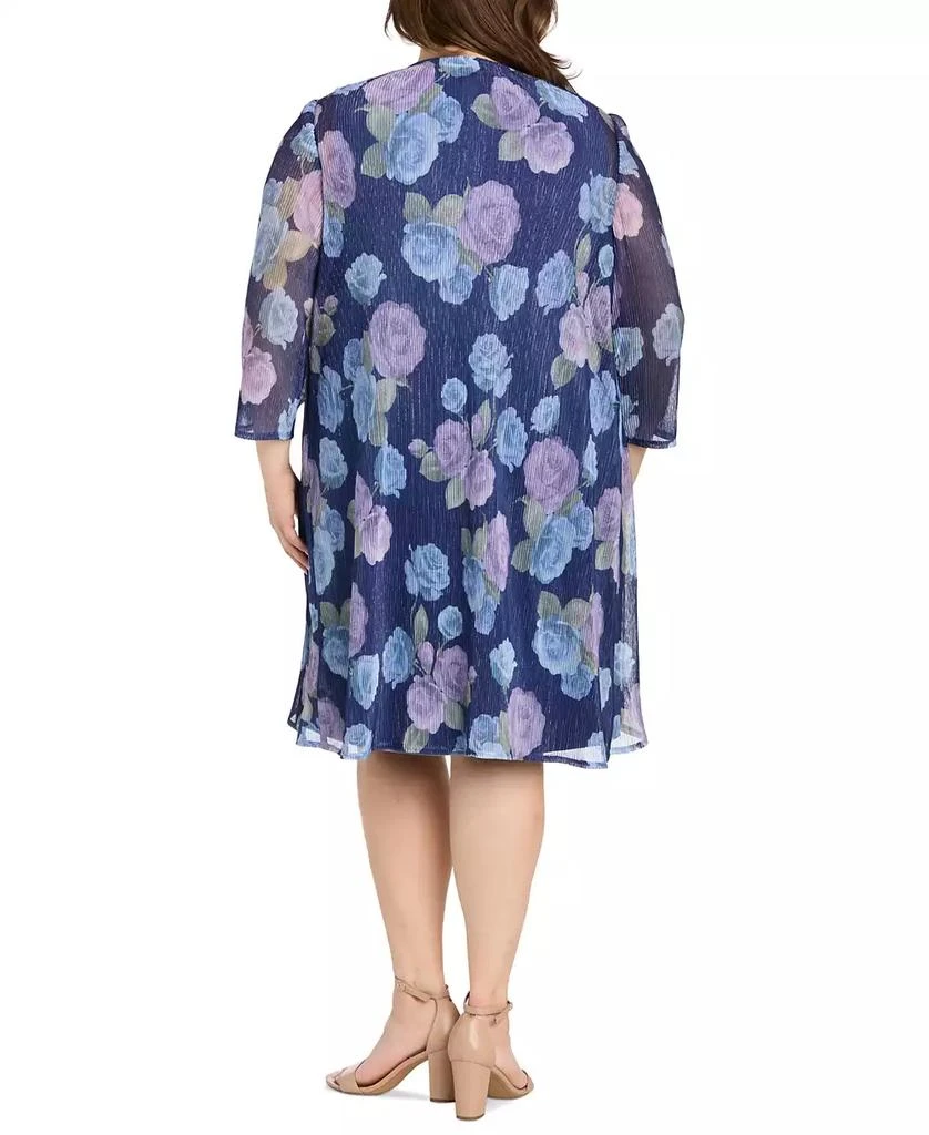 R & M Richards Plus Size Printed Mesh Jacket & Necklace Dress 5