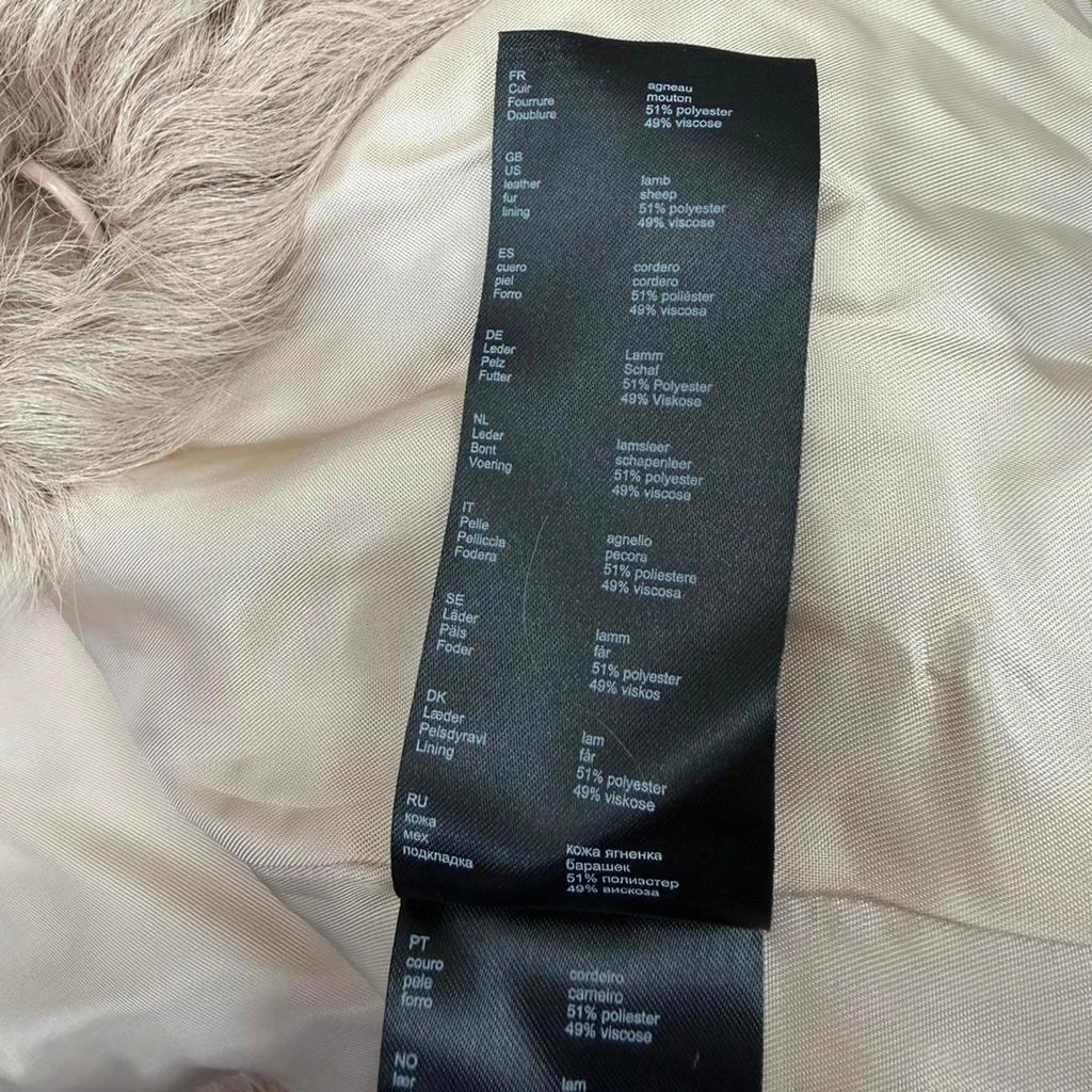 Maje Textured Shearling Coat in Pink Lamb Leather 5