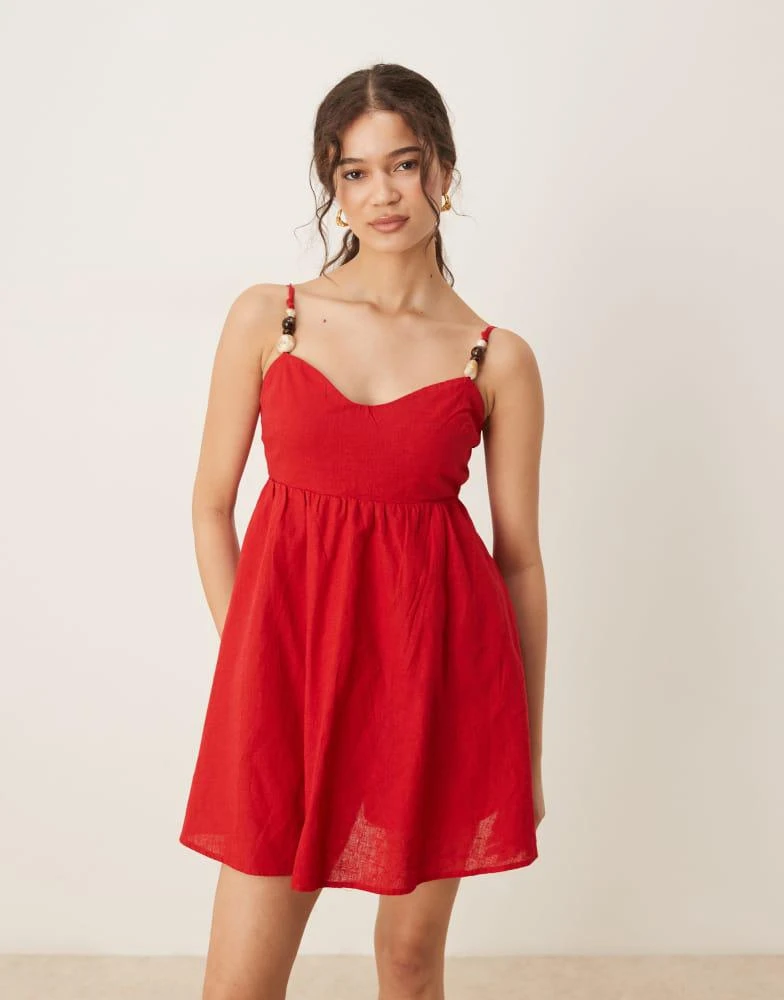 Abercrombie & Fitch Abercrombie & Fitch spaghetti strap sweetheart neckline babydoll mini dress in red 4