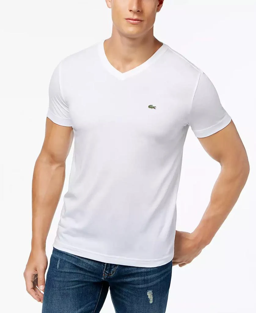 Lacoste Men’s Classic V-Neck Soft Pima Cotton Tee Shirt 1
