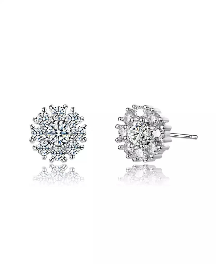Rachel Glauber White Gold Plated with Cubic Zirconia Snowflake Cluster Stud Earrings 3
