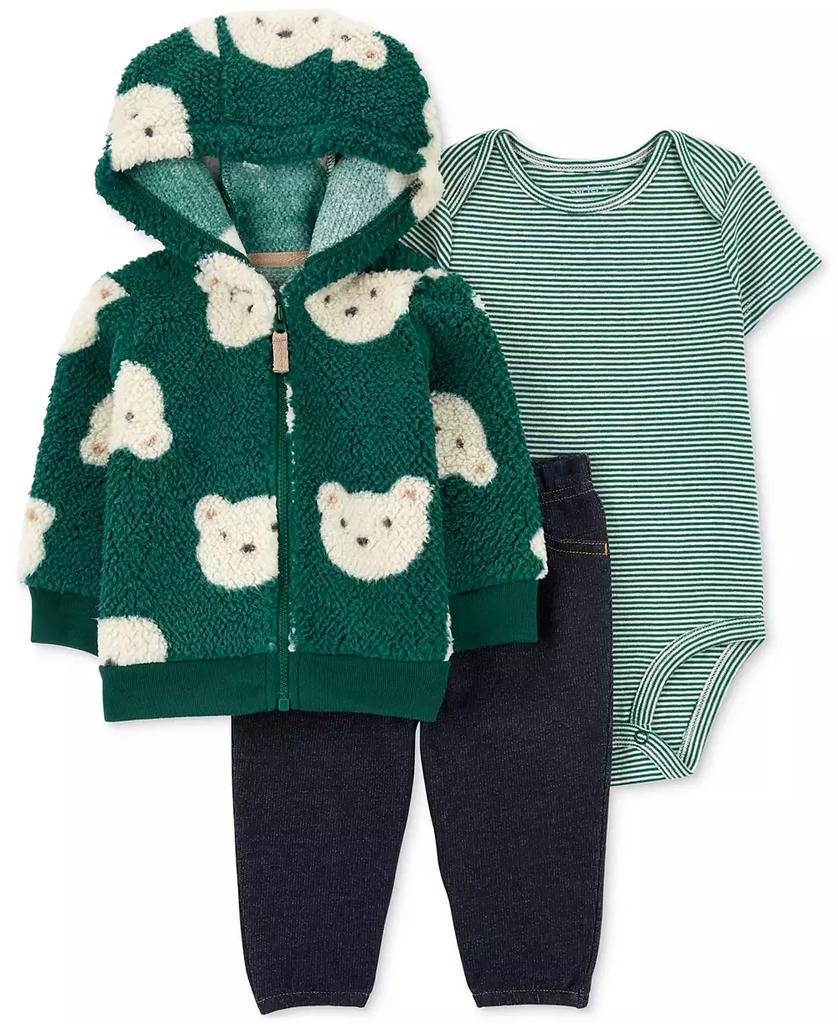 Carter's Baby Boys Faux-Sherpa Bear Jacket, Bodysuit & Pants, 3 Piece Set