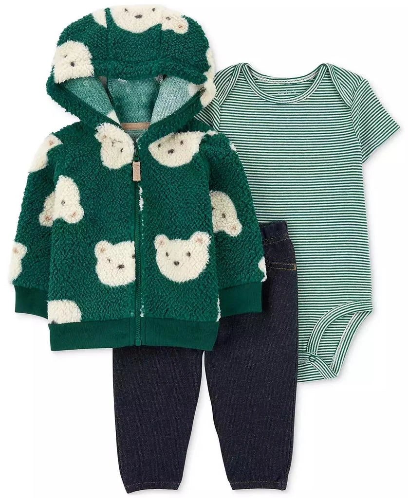 Carter's Baby Boys Faux-Sherpa Bear Jacket, Bodysuit & Pants, 3 Piece Set 1