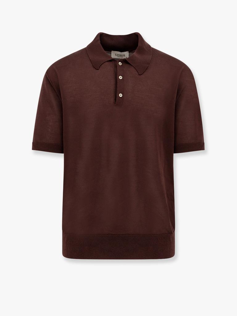 LANEUS Knitted polo shirt with ribbed profiles