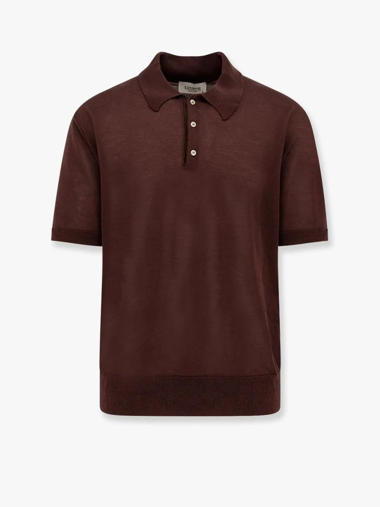LANEUS Knitted polo shirt with ribbed profiles 1