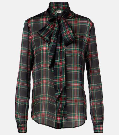 Yves Saint Laurent Plaid silk blouse 1