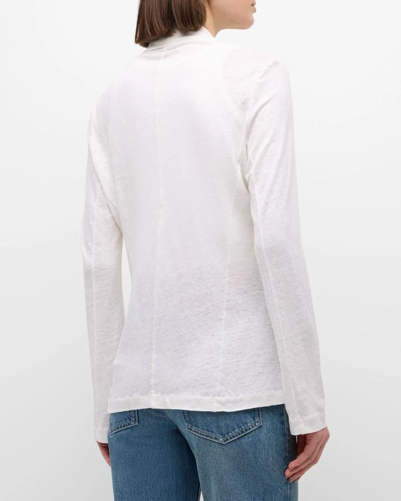 MAJESTIC FILATURES Stretch Linen One-Button Blazer 4