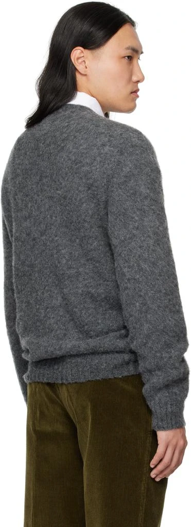 Drake's Gray Brushed Shetland Crew Neck Sweater 3