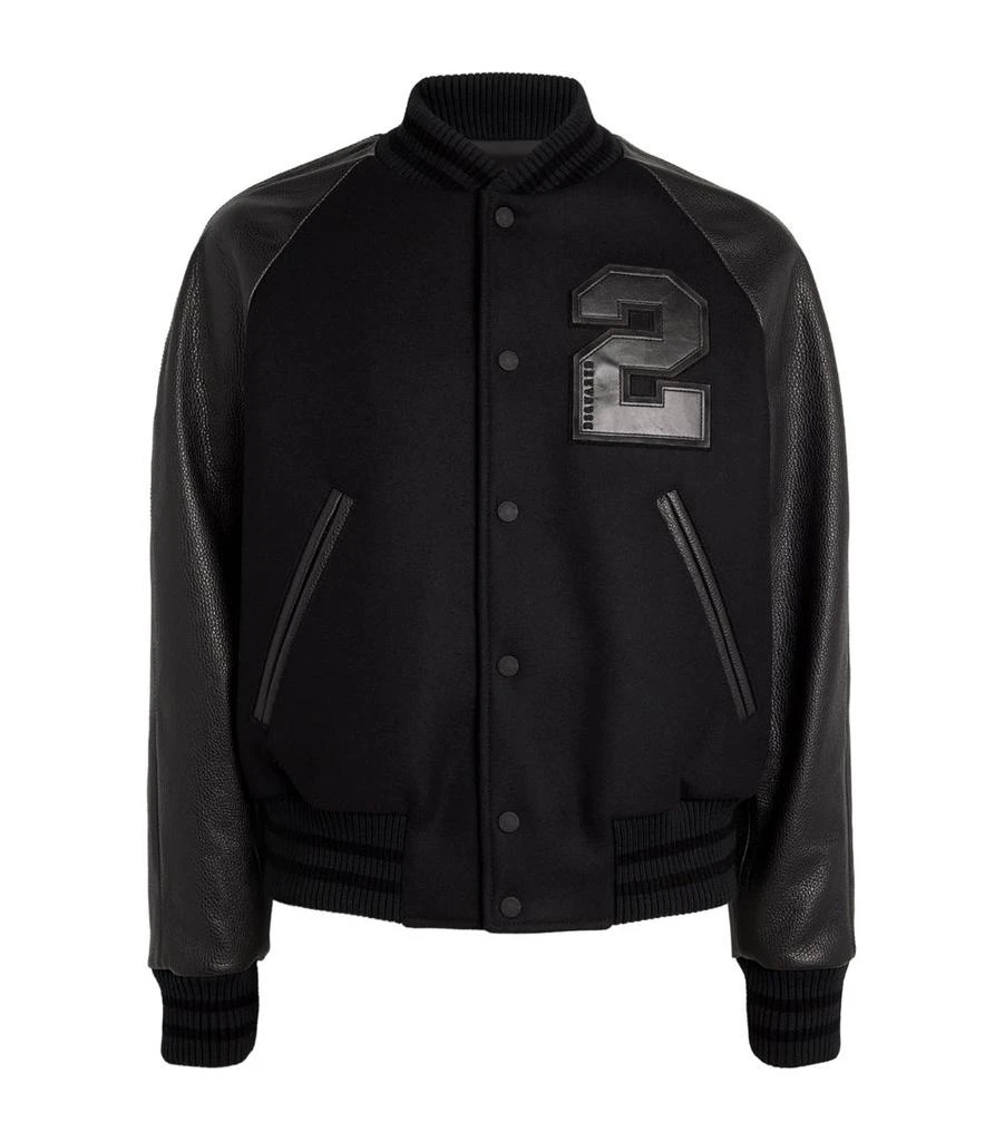 DSQUARED2 Wool-Blend Leather-Trim Varsity Jacket 1
