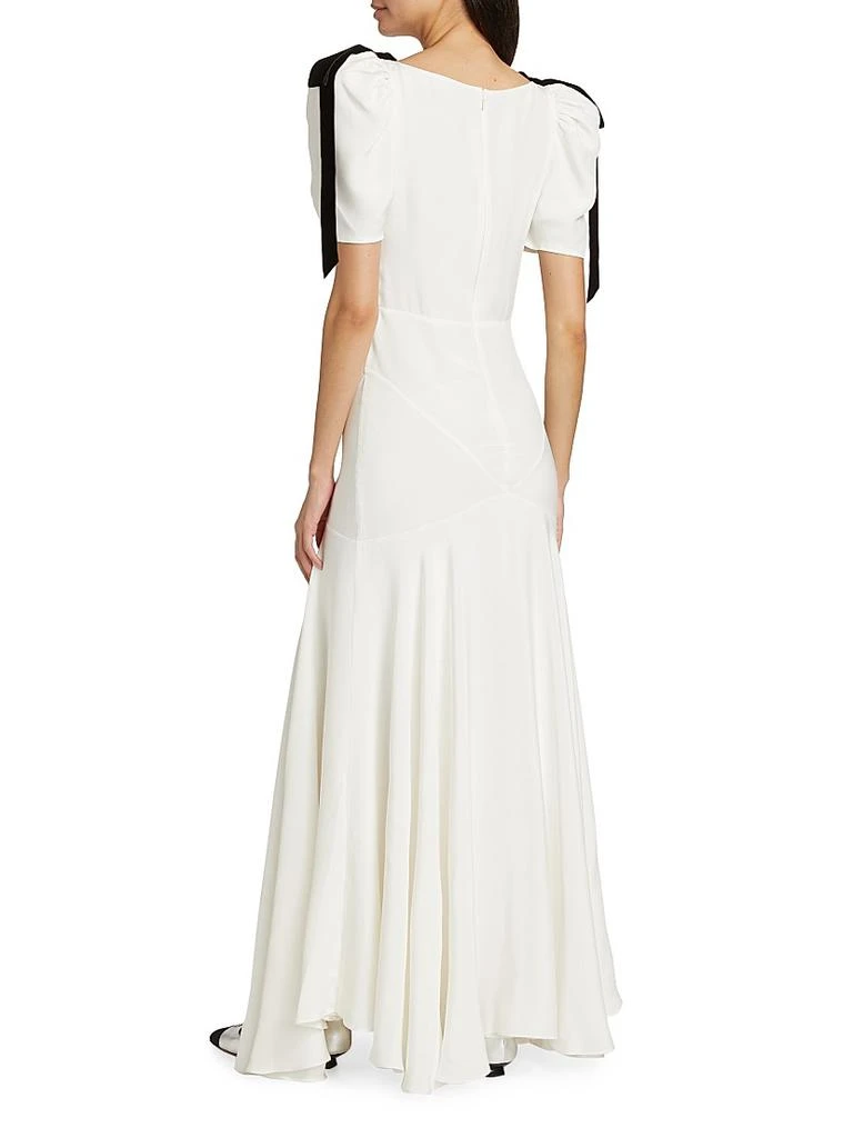 Rodarte Velvet Ribbon Bow Silk Crepe Bias-Cut Gown 5
