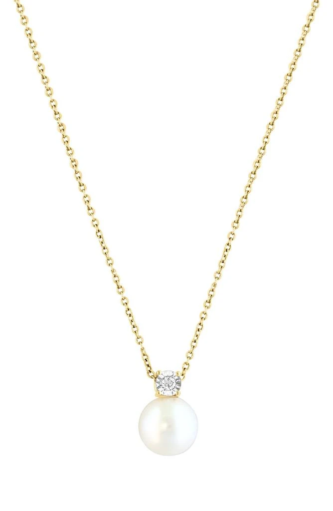 Effy 14K Yellow Gold 8.5mm Freshwater Pearl & Diamond Pendant Necklace - 0.04ct. 1