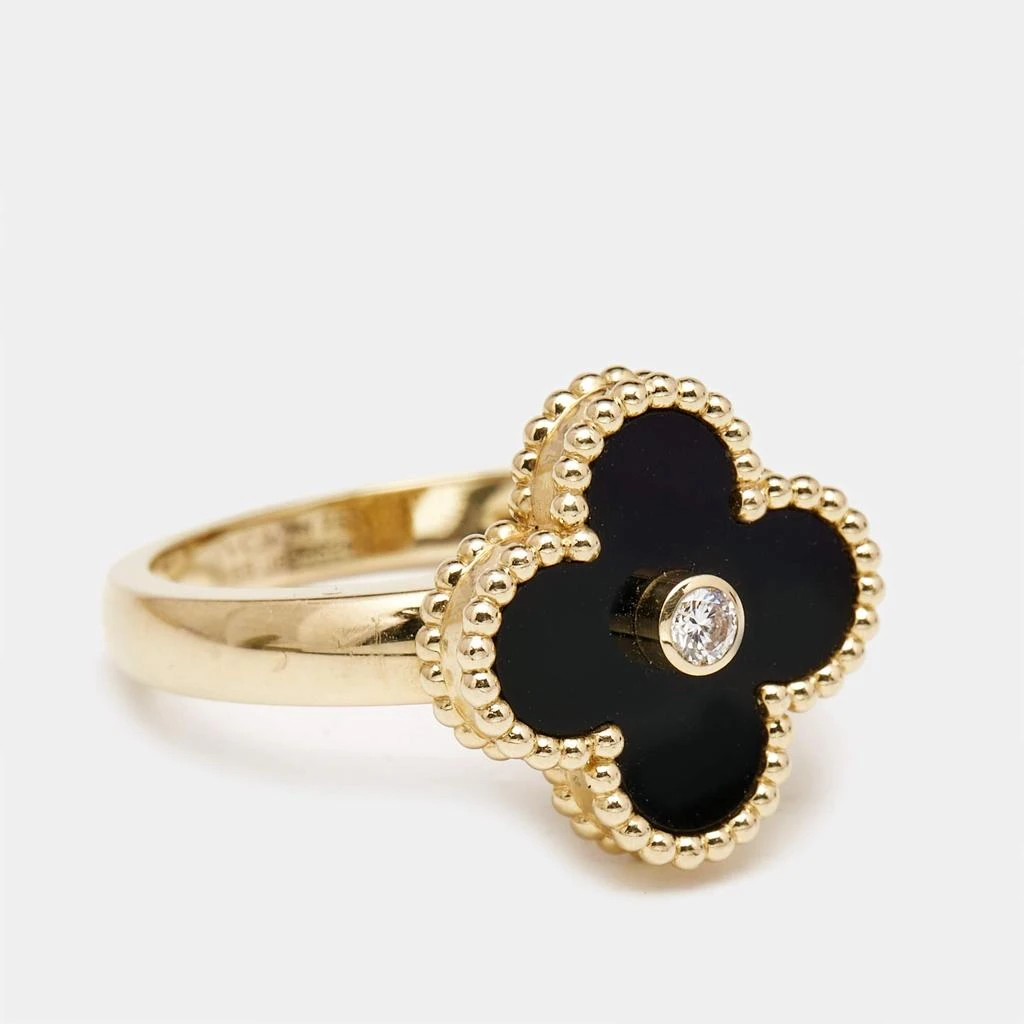 Van Cleef & Arpels Van Cleef & Arpels Vintage Alhambra Onyx Diamond 18k Yellow Gold Ring Size 55 3