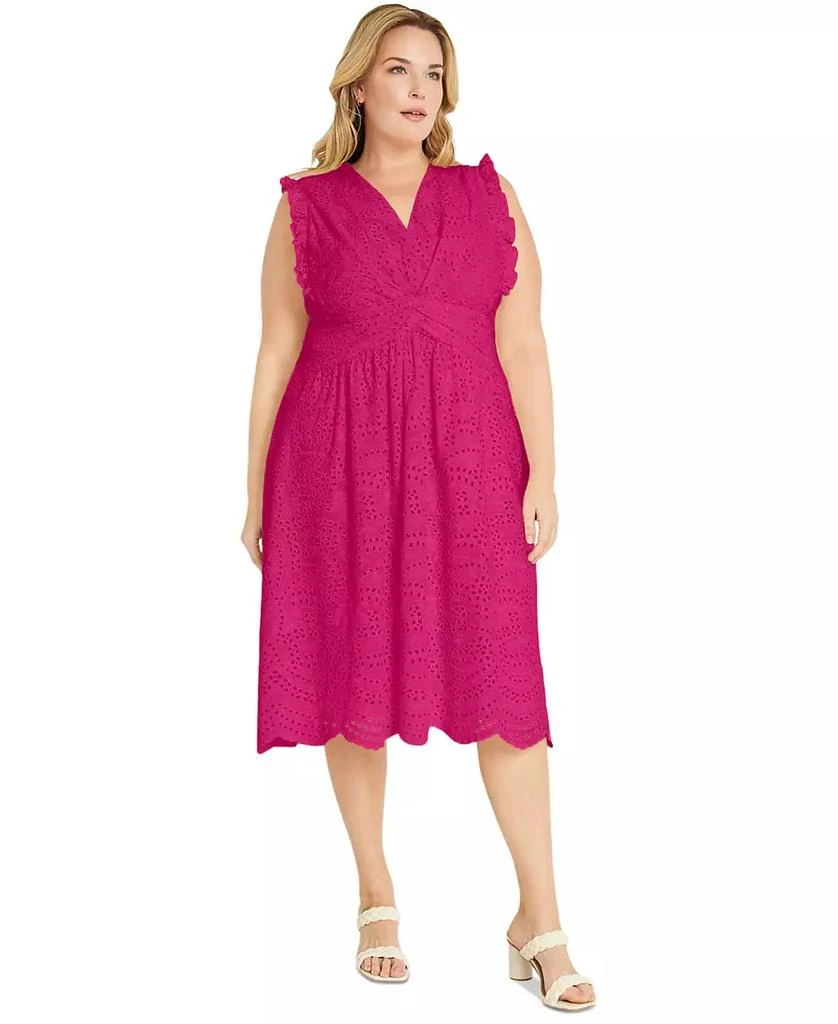 Maggy London Plus Size Eyelet Midi Dress 3