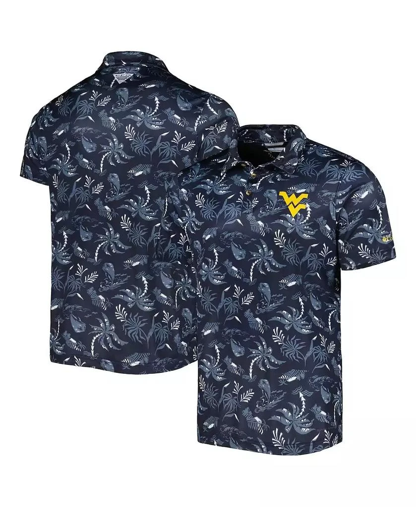 Columbia Men's Navy West Virginia Mountaineers Super Terminal Tackle Omni-Shade Polo Shirt 2