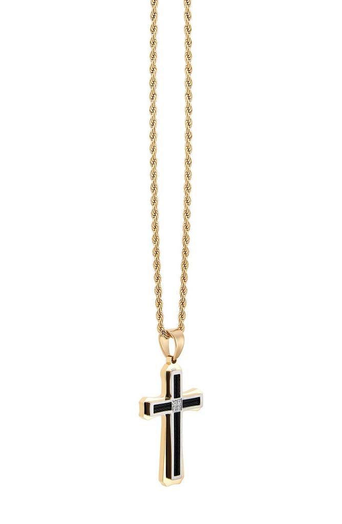 AMERICAN EXCHANGE Men's Diamond Accent Cross Pendant Necklace - 0.10ct.