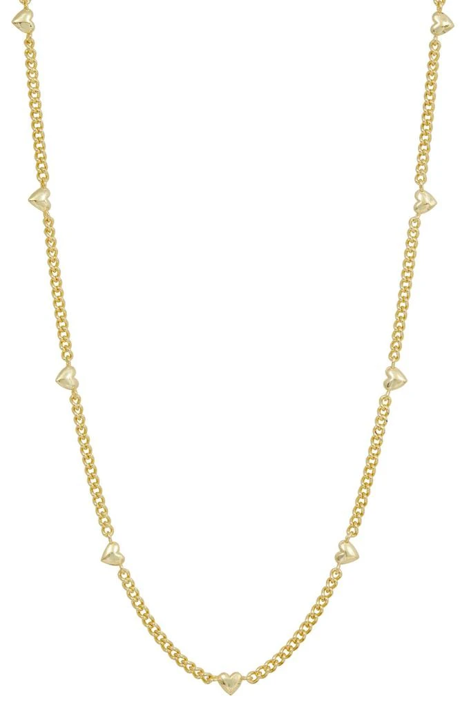Savvy Cie Jewels 18K GOLD PLATED HEART STATION NECKLACE 1