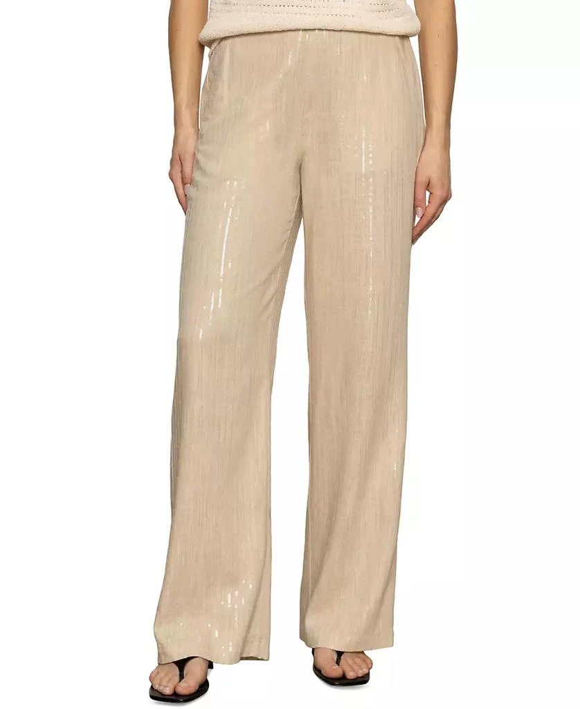 Sanctuary Women
s Coastal Sequined-Stripe Wide-Leg Pants 4