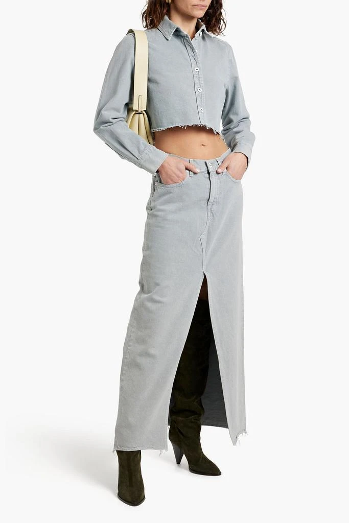 SLVRLAKE Cropped frayed denim shirt 2