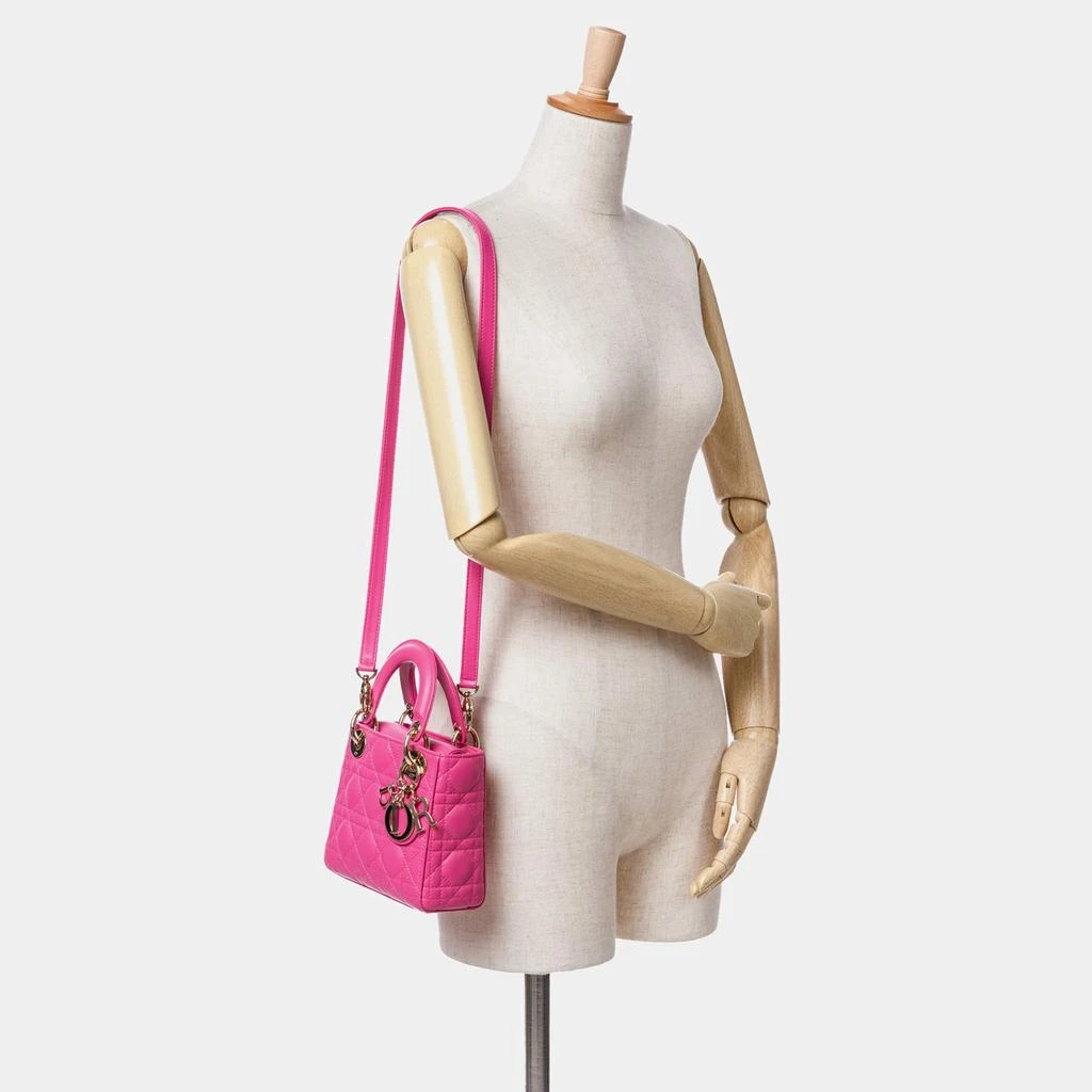 Dior Dior Pink Lambskin Mini Lady Dior Tote Bag 2