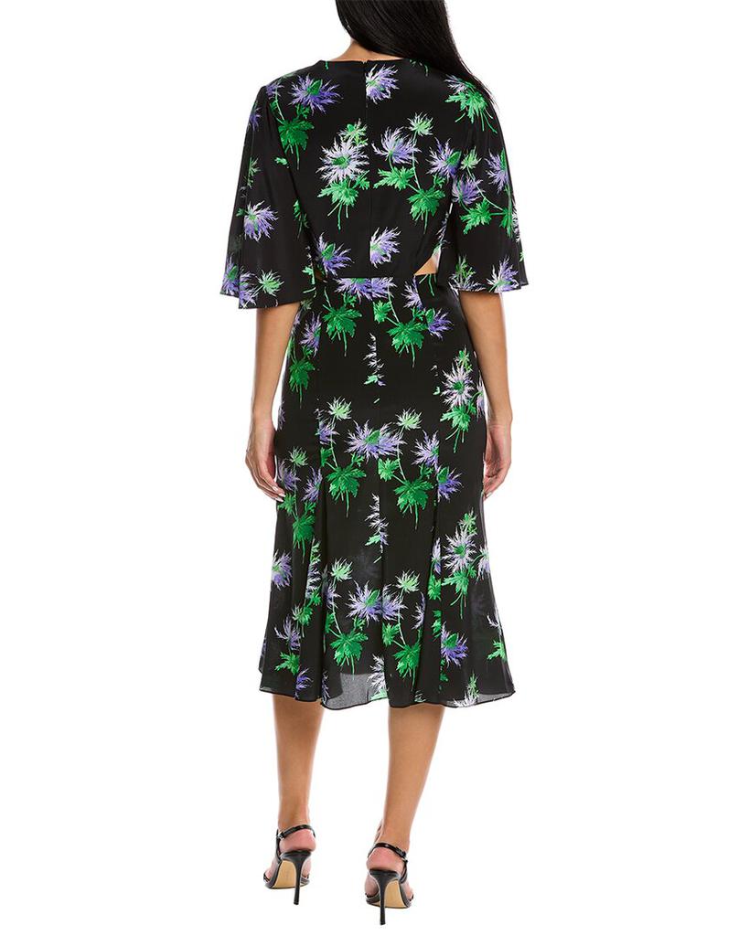 LES RÊVERIES Les Reveries Flutter Sleeve Silk Wrap Dress